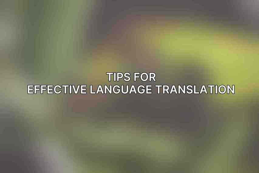 Tips for Effective Language Translation